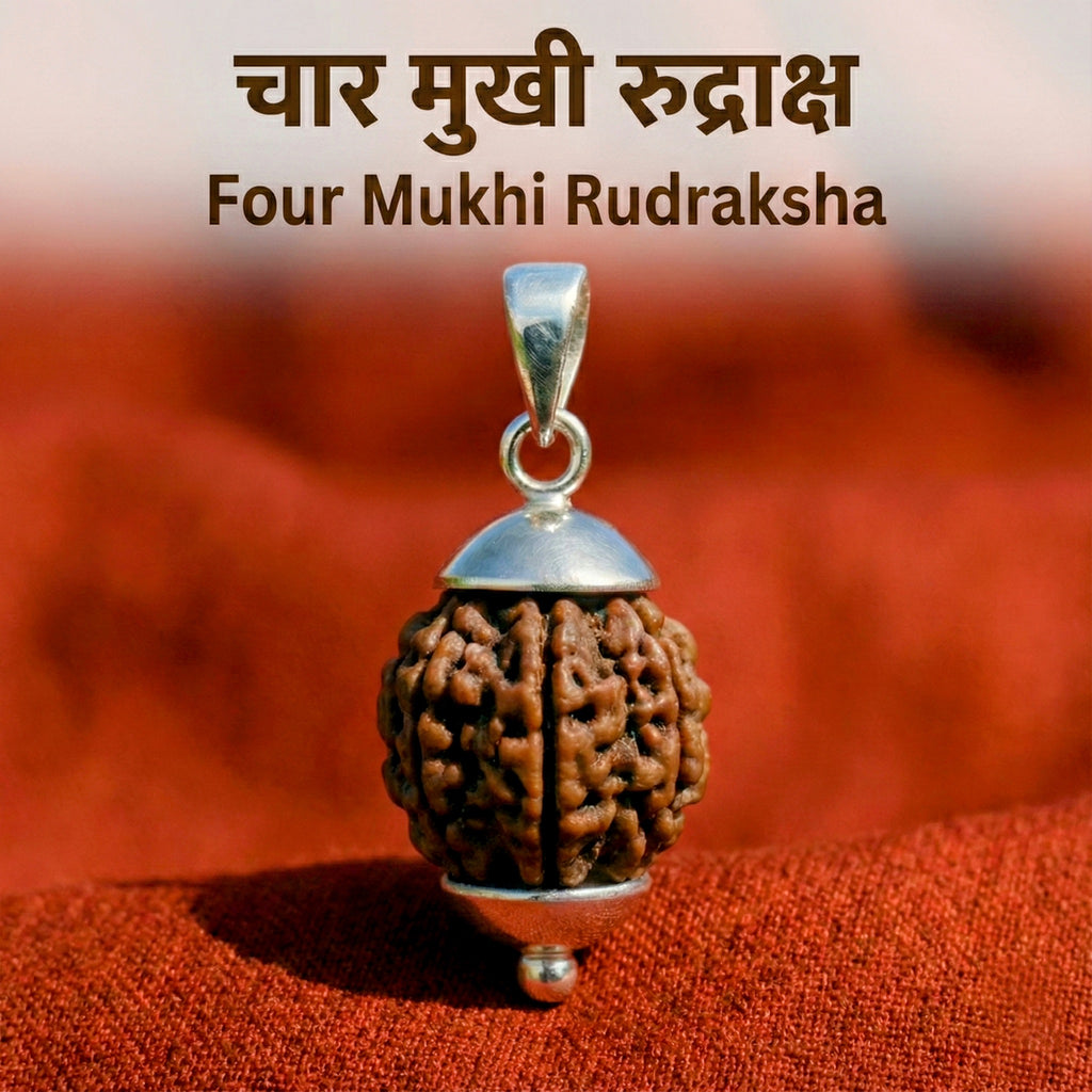 Lab Certified Original 4 Mukhi Rudraksha | Premium Natural Bead | Energized & Vedic Activated | Genuine Rudraksha for Intelligence, Communication, Memory & Creativity | For Men & Women