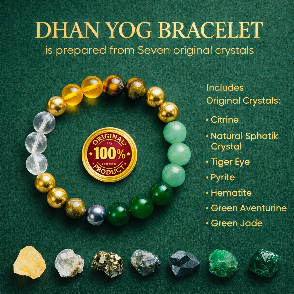 Dhanyog Bracelet – Money Magnet For Wealth, Prosperity & Success Crystal Bracelet With Certificate