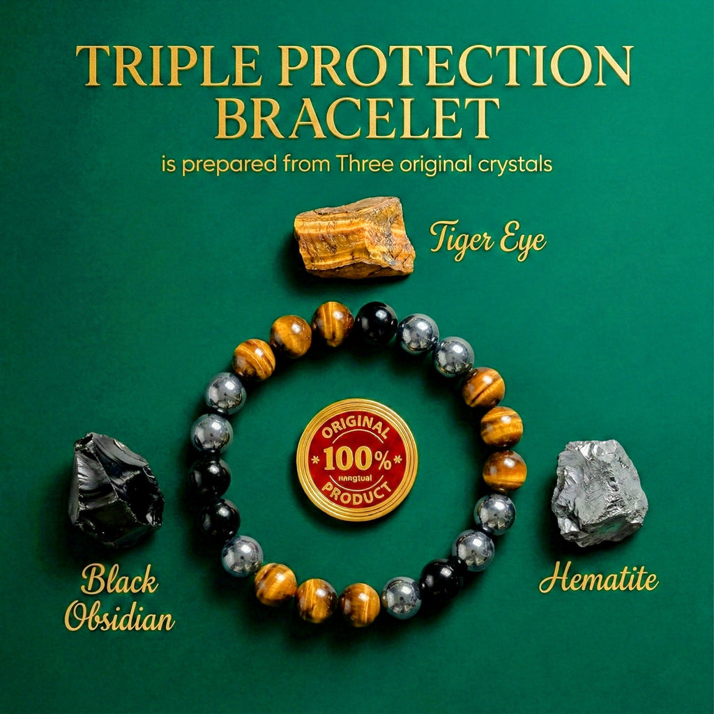 Certified Original Triple Protection Bracelet – For Negative Energy & Evil Eye Protection, Power & Grounding Energy