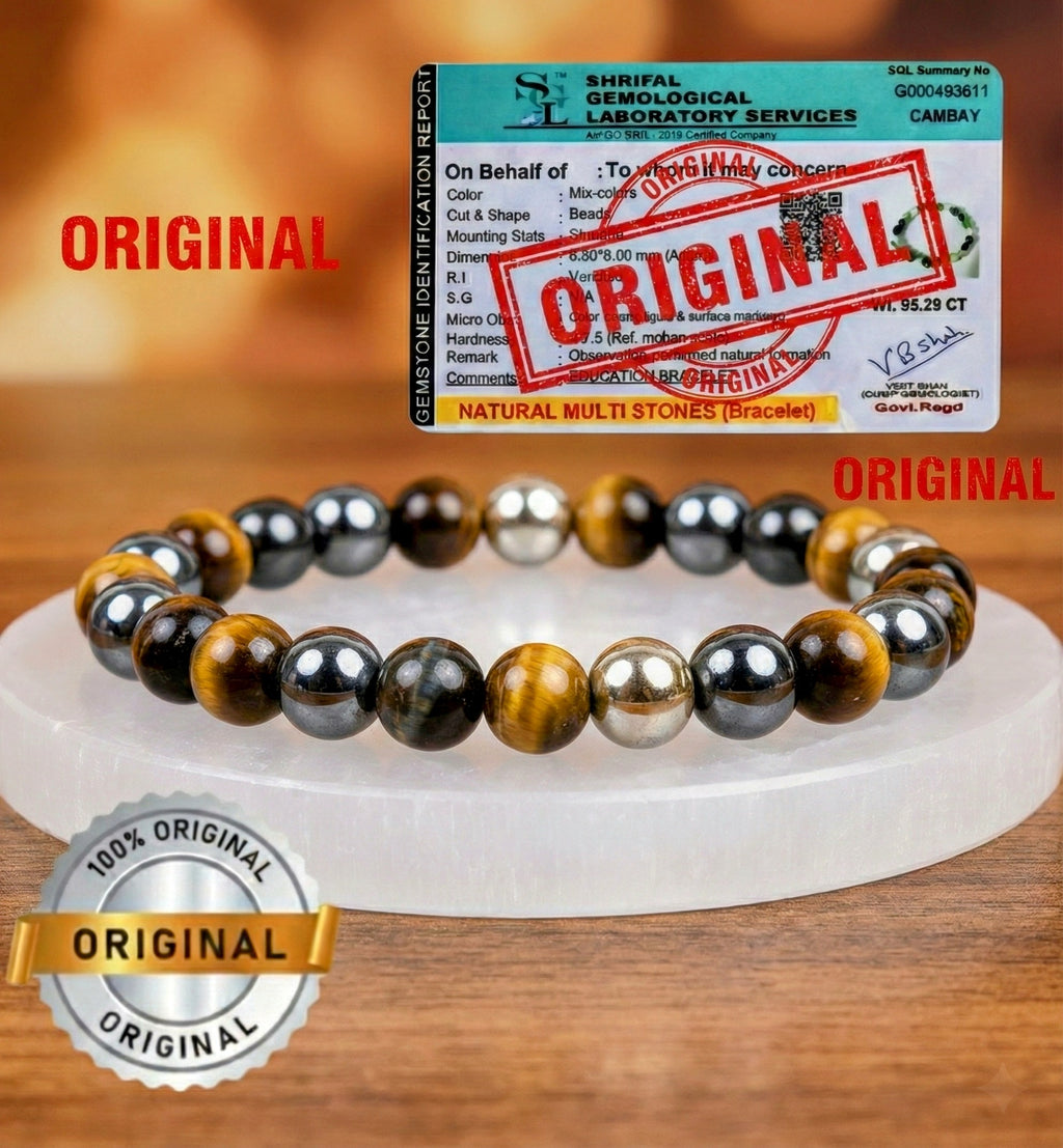 Certified Original Triple Protection Bracelet – For Negative Energy & Evil Eye Protection, Power & Grounding Energy