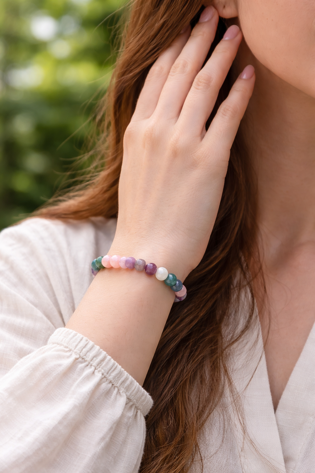 Original Lab Certified Health & Healing Bracelet | Natural Chrysocolla Garnet Amethyst Selenite Rose Quartz
