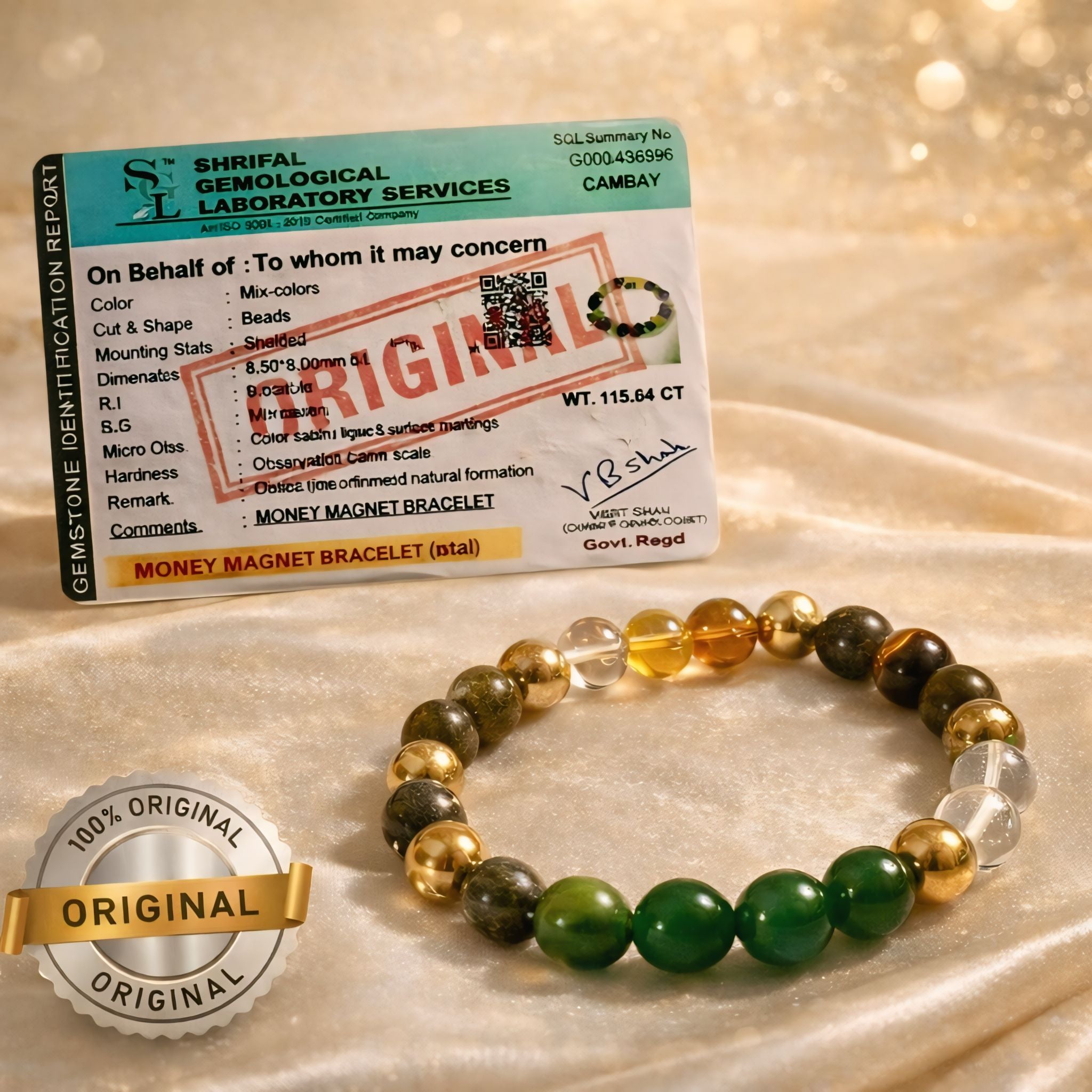 Dhanyog Bracelet – Money Magnet For Wealth, Prosperity & Success Crystal Bracelet With Certificate