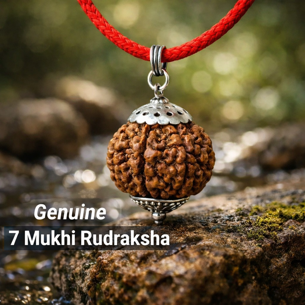 7 Mukhi Rudraksha (Seven Faced) | Lab Certified Original Rudraksha | Associated with Goddess Mahalakshmi & Planet Saturn (Shani)