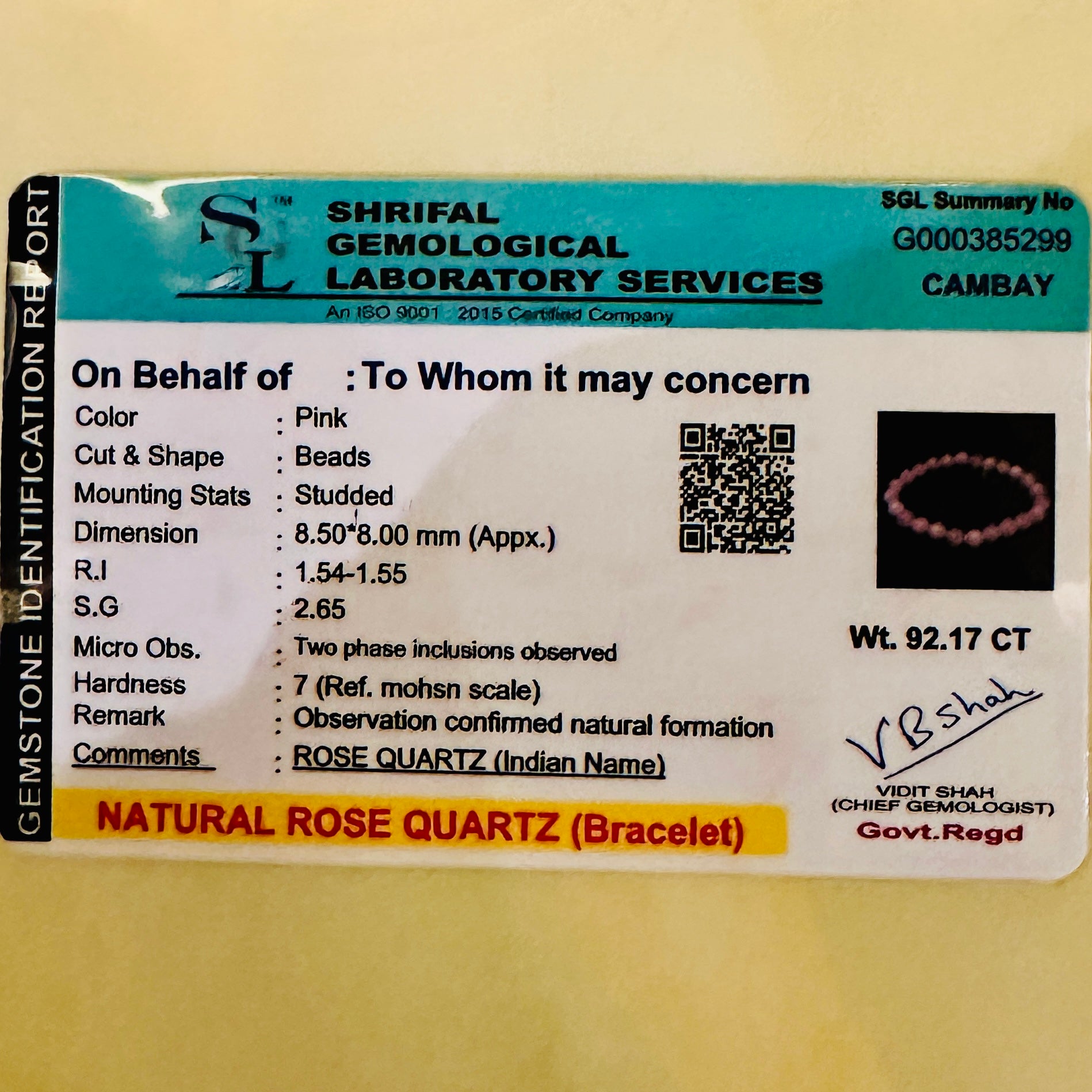 Prem Yog Rose Quartz Bracelet – For Love Relationship, The Stone of Love, Peace & Emotional Healing