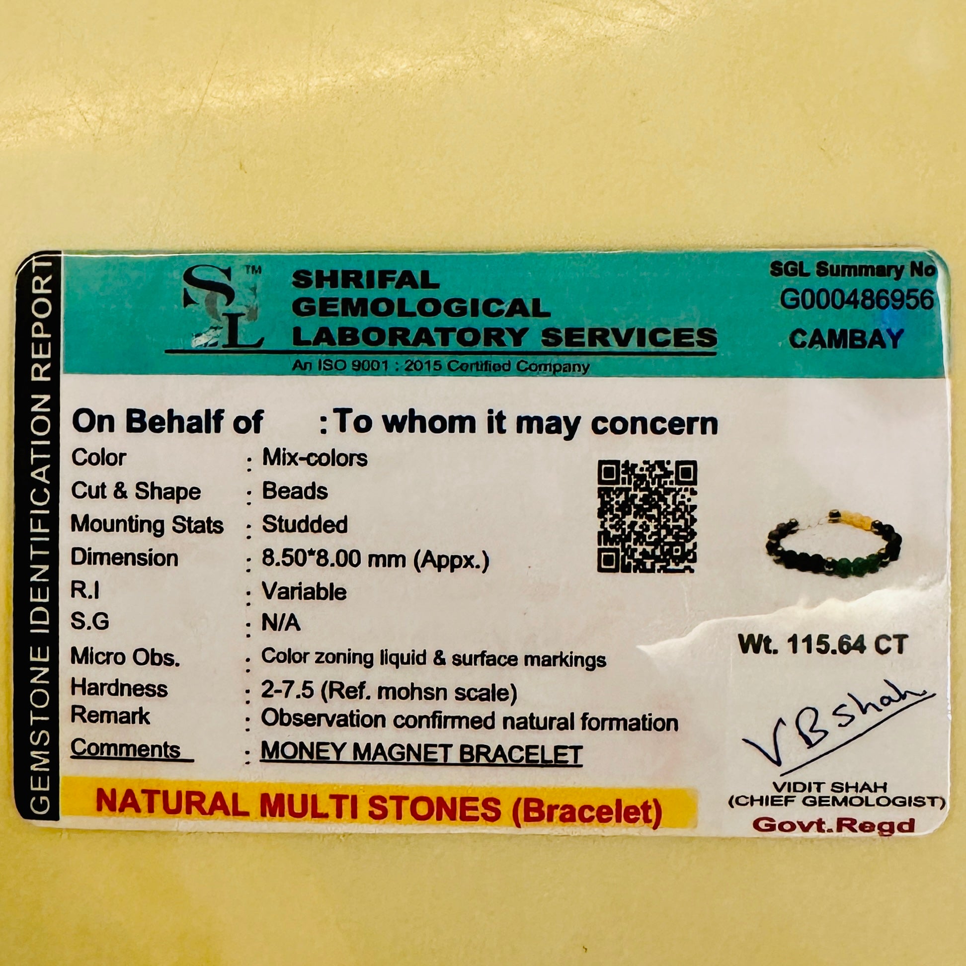 Dhanyog Bracelet – Money Magnet For Wealth, Prosperity & Success Crystal Bracelet With Certificate