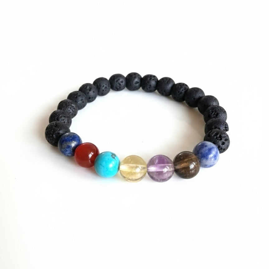 Seven Chakra with Lava Beads Bracelet – For Evil Energy Protection, Harmony & Overall Balancing